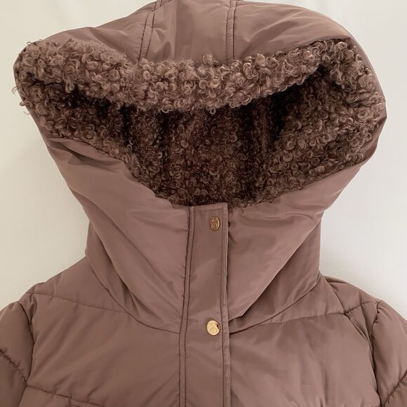 Jessica Simpson Puffer Coat Women L Purple Oversized Hood Full Zip Winter Warm - Picture 12 of 14